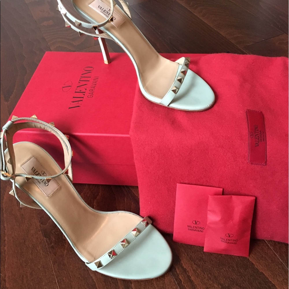 Valentino Mint Green Rockstud Sandals